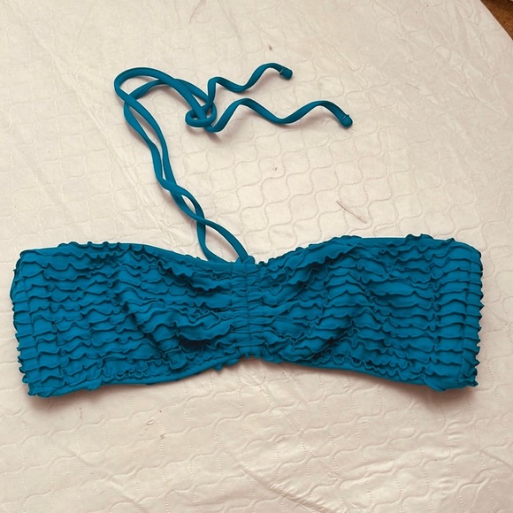 Ralph Lauren teal blue ruffle halter bikini top L - Picture 4 of 9